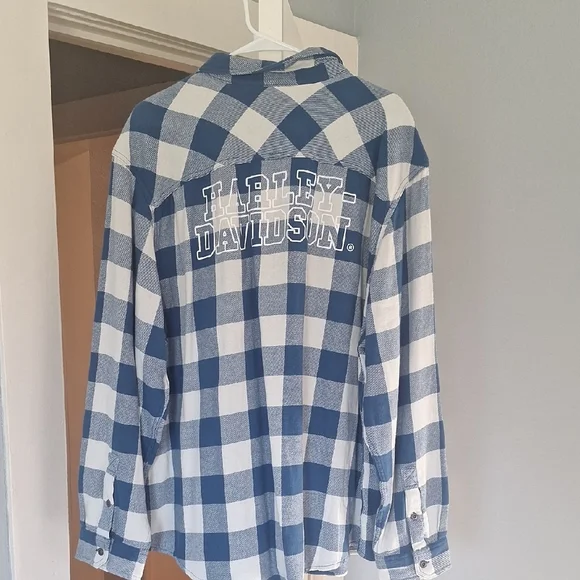 Harley-Davidson Blue and White Checkered Shirt - Picture 6 of 7